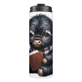 Termo Black Highland Cow Reading A Book