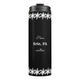Termo Black I love Personalizado City Snowflake Pattern