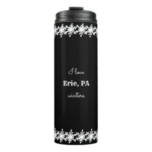 Termo Black I love Personalizado City Snowflake Pattern