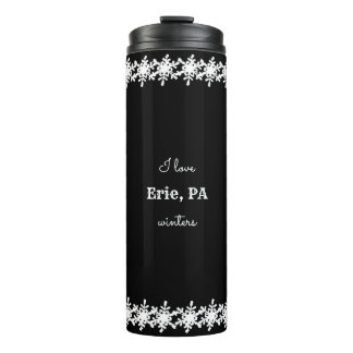 Termo Black I love Personalizado City Snowflake Pattern