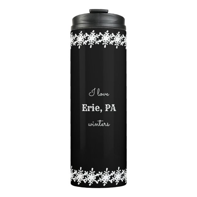 Termo Black I love Personalizado City Snowflake Pattern (Anverso)