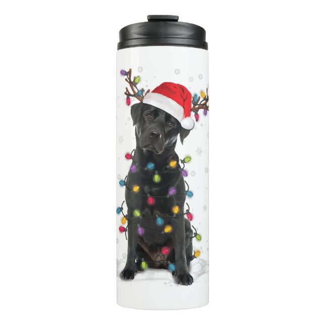 Termo Black Lab Labrador Árbol de Navidad Luz Pajama Per (Anverso)