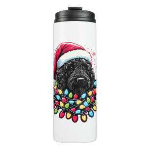Termo Black Labradoodle Christmas Tree Xmas Lights Doodl