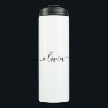 Termo Black White Modern Script Girly Monograma Nombre<br><div class="desc">Tumbler de bebidas de un monograma sencillo en blanco y negro. Esto hace que el dulce perfecto cumpleaños 16,  boda,  ducha de novia,  aniversario,  ducha de bebé o fiesta de soltera sea regalo para alguien que ama el lujo glam y los estilos de moda.</div>