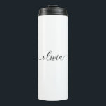 Termo Black White Modern Script Girly Monograma Nombre<br><div class="desc">Tumbler de bebidas de un monograma sencillo en blanco y negro. Esto hace que el dulce perfecto cumpleaños 16,  boda,  ducha de novia,  aniversario,  ducha de bebé o fiesta de soltera sea regalo para alguien que ama el lujo glam y los estilos de moda.</div>