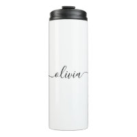 Black White Modern Script Girly Monograma Nombre