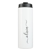 Black White Modern Script Girly Monograma Nombre