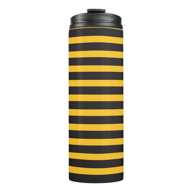 Termo Black Yellow Horizontal Lines Geometric Bee Animal (Anverso)