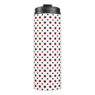 Termo Blanco con lunares negros y rojos