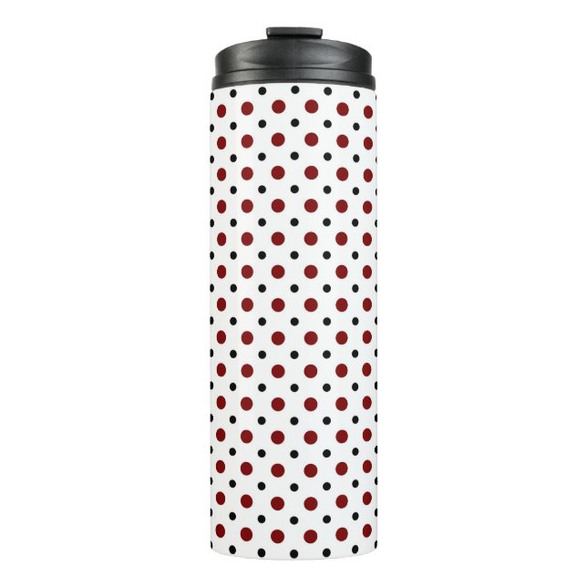 Termo Blanco con lunares negros y rojos (Anverso)