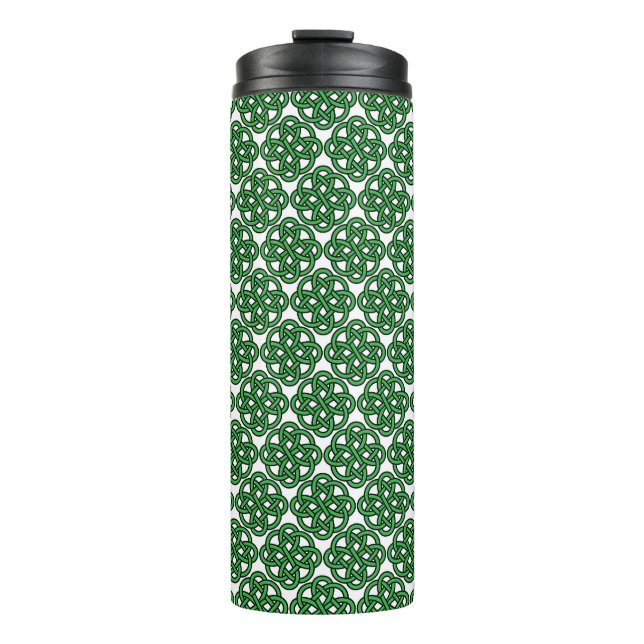TERMO BLANCO CON PATRONES DE KNOT CELTIC IRLANDESES VERD (Anverso)