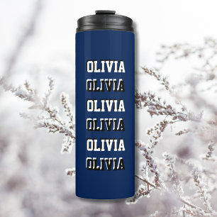 Termo Blanco índigo de la marina y moderno negro persona