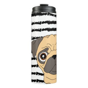 Termo Blanco negro a rayas de pug
