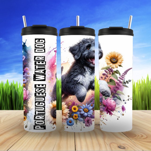 Termo Bloom estrafalario del perro de agua portugués (Subido por el creador)