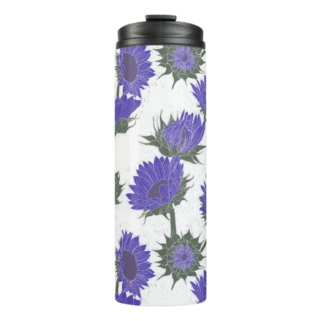 Termo Bloque de madera Imprimir púrpura de girasol (Anverso)