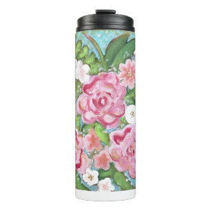 Termo Bloques de primavera floral rosa