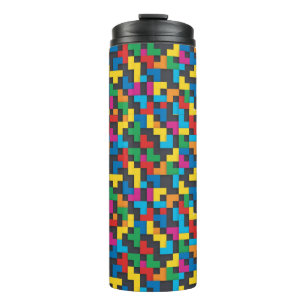 Termo Bloques Retro Tetris Patrón Continuo