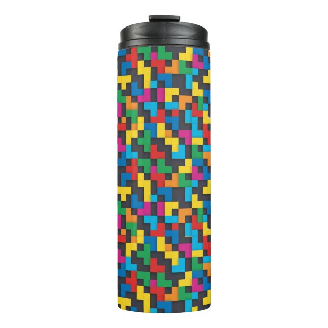 Termo Bloques Retro Tetris Patrón Continuo (Anverso)