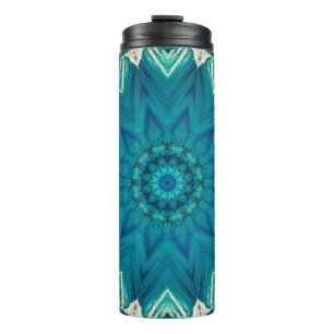 Termo Blue Aqua Mandala Rosette Retro Hippie