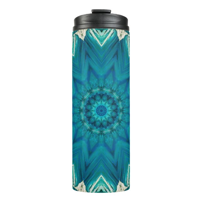 Termo Blue Aqua Mandala Rosette Retro Hippie (Anverso)
