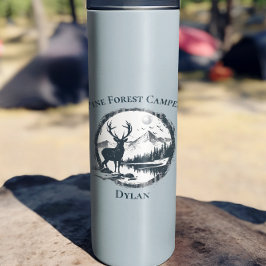 Termo Blue Deer Woods & Mountains Personalizado Texto y 