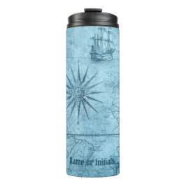 Termo Blue Faux Old World Map Design, Thermal Tumbler