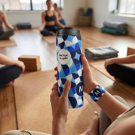 Termo Blue Geometric Mosaic Bauhaus Monogram Custom Name