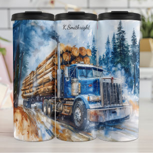 Termo Blue Log Truck Snowy Forest
