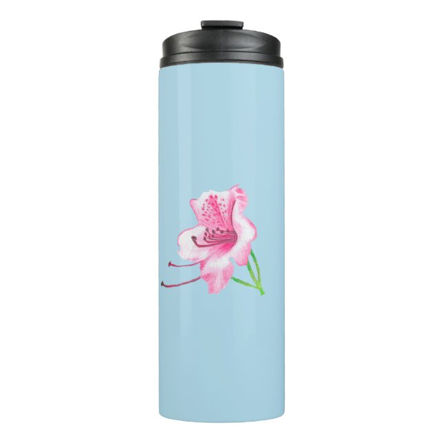 Termo Blue mug with pink Lilly's  (Anverso)