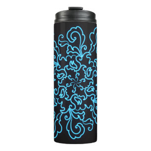 Termo Blue Neon Resumen Línea Arte Trendy Leyendas Negra