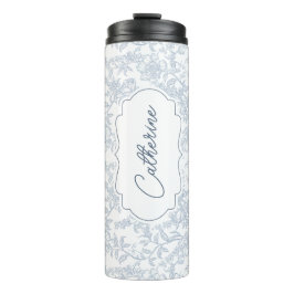 Termo Blue Toile Floral with Script Personalization