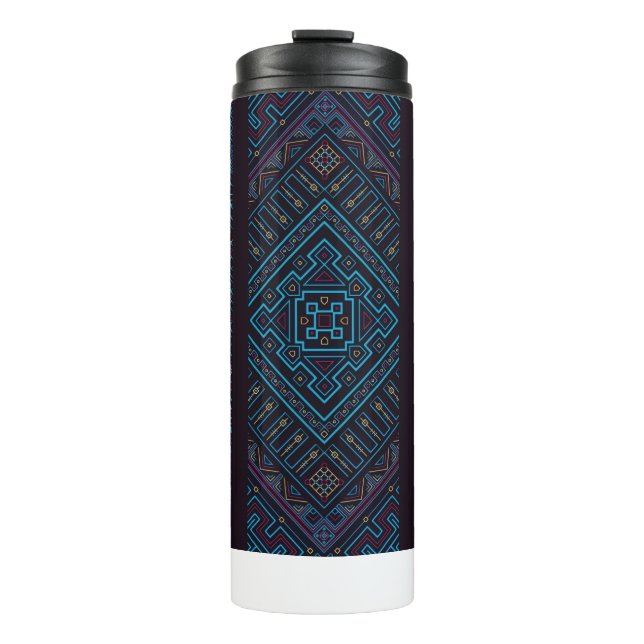 Termo Blue Tribal Geometric Pattern Thermal Tumbler (Anverso)