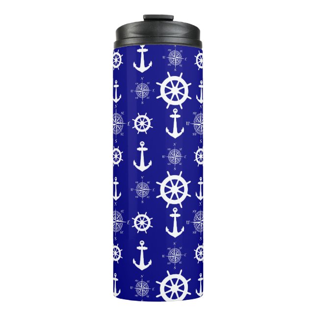 Termo Blue White Nautical Coastal Boating (Anverso)