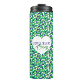 Termo Blueberries Pattern Modern Green Blue Customize.