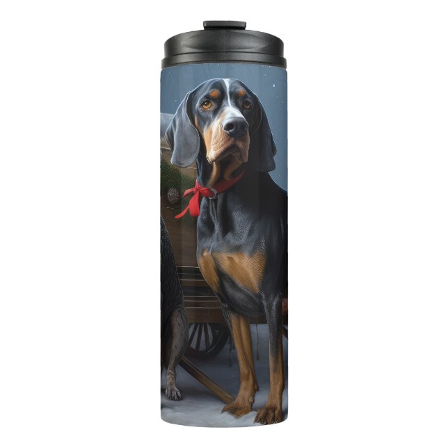 Termo Bluetick Coonhound Trineo Nevado Decoración Navide (Anverso)