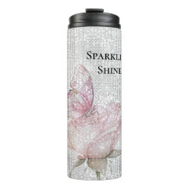 Termo Blush Pink Rose Butterfly Sparkle 