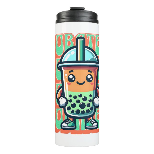 Termo Boba Bubble Tea Kawaii Cute Personalizado (Anverso)