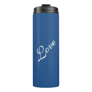 Termo Boda de amor de caligrafía azul atractiva