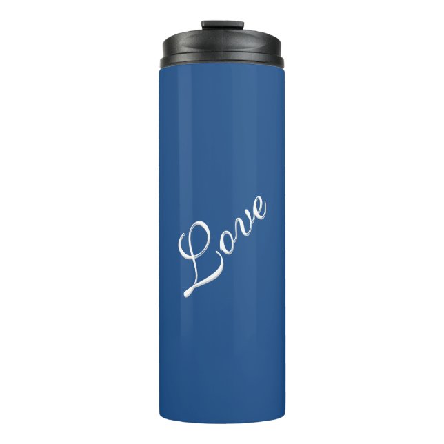 Termo Boda de amor de caligrafía azul atractiva (Anverso)
