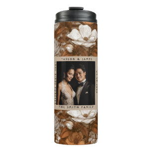 Termo Boda de Destino con Gardenias de Oro Radiante