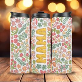 Termo Boho amarillo Floral 3D Mama