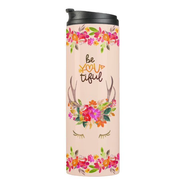 Termo Boho Autumer Reindeer Lashers Floral Deer Antlers (Rotado hacia la derecha)