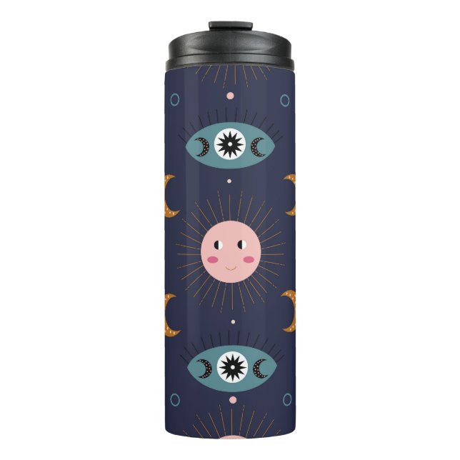 Termo Boho bebé, patrón de moda hippie. (Anverso)