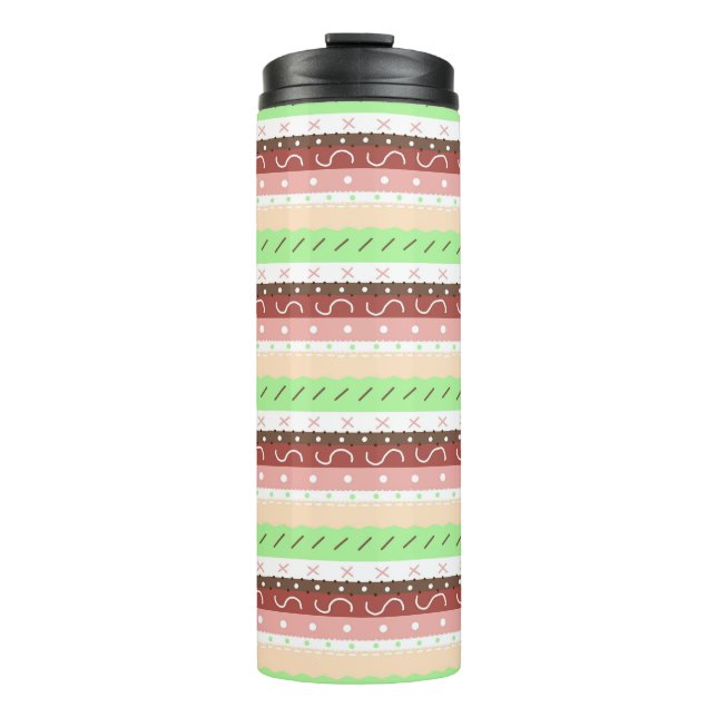Termo Boho Brown, Burgundy, Green y Mauve Whimsical (Anverso)