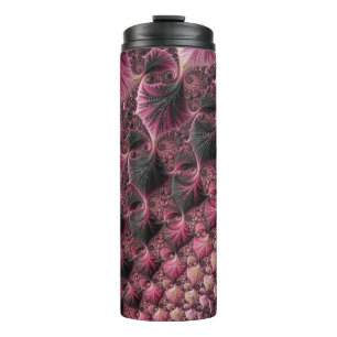 Termo Boho Funky Ecléctico Rosa Negro Abstracto Fractal