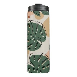 Termo Boho monstera: patrón tropical abstracto