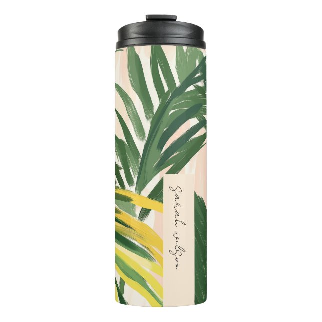 Termo Boho Rubor Green Tropical Palm Leaves Beach (Anverso)