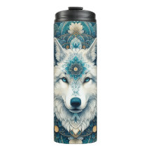 Boho Rústico Lobo Blanco Mandala