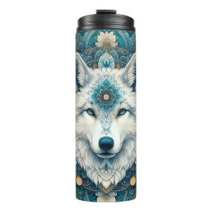 Termo Boho Rústico Lobo Blanco Mandala