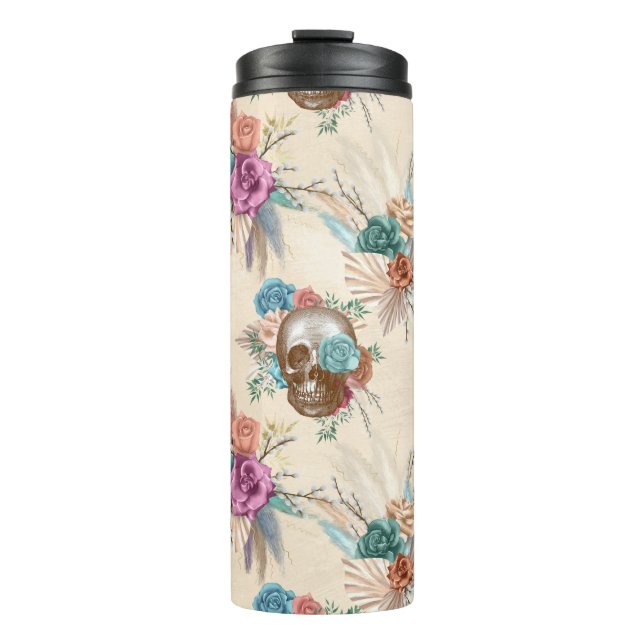 Termo Boho Skull con flores (Anverso)